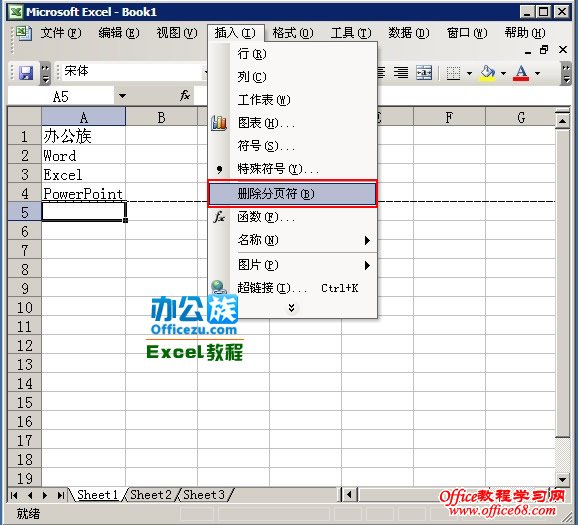 如何删掉Excel2003单元格中的分页符（6）