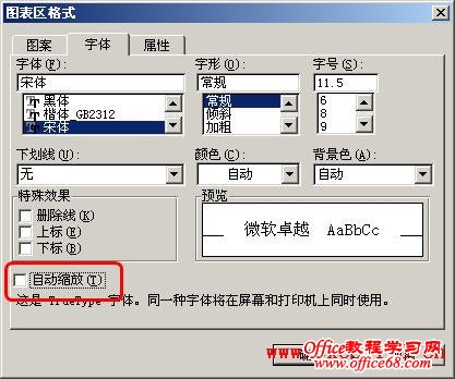 Excel2003图表中文字的自动缩放功能开启和关闭的方法（4）