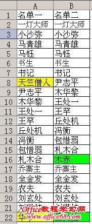 Excel中利用条件格式来比较两列差异（1）