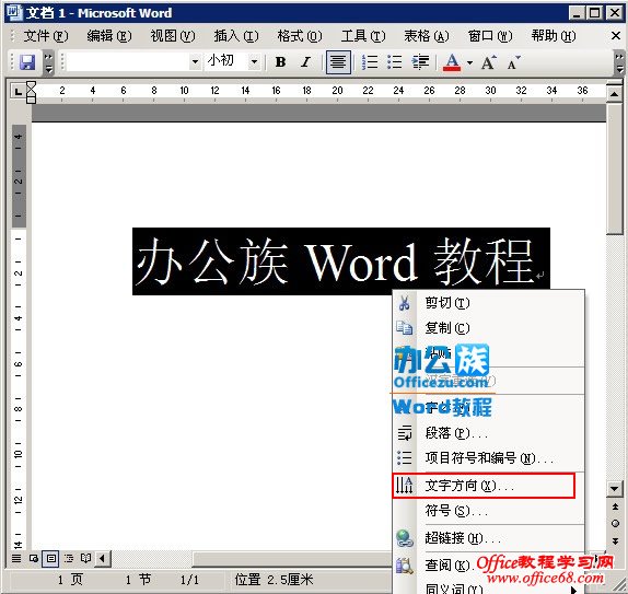 如何在Word2003中更改文字输入方向（2）