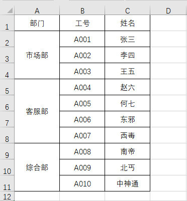 如何快速批量合并Excel单元格（2）