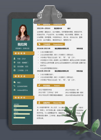 墨蓝黄高端风财务总监个人简历模板