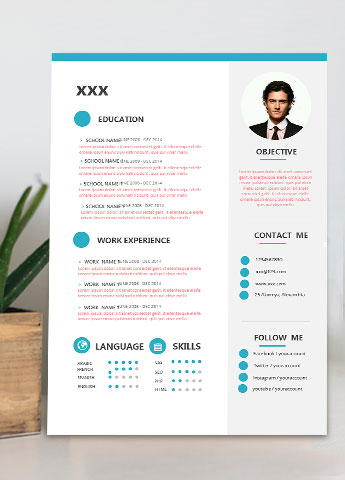 淡蓝色大气通用英文简历模板