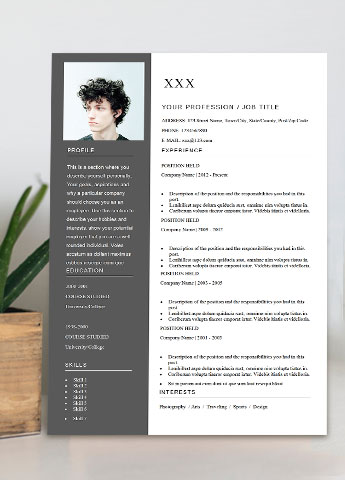 灰色沉稳风格通用英文简历模板