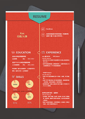 樱桃红创意风人力资源简历模板