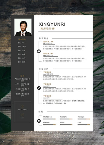 黑色系简约风包装设计师简历模板