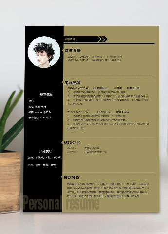 土黄色个性风格机械设计师个人简历模板