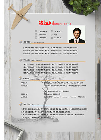 灰色系创意风旅游行业个人简历模板