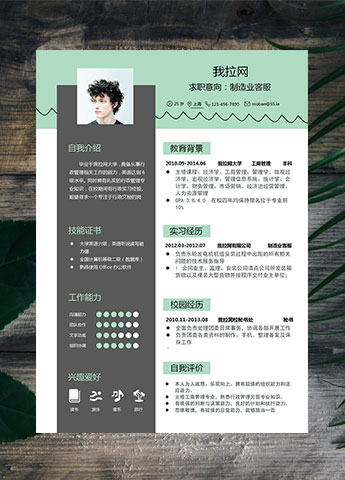 绿色系现代风格制造业客服简历模板
