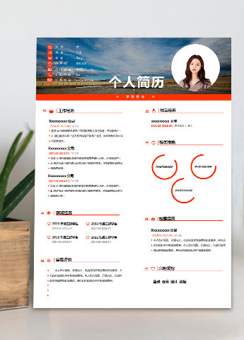 红色创意视觉简约电器客服简历模板