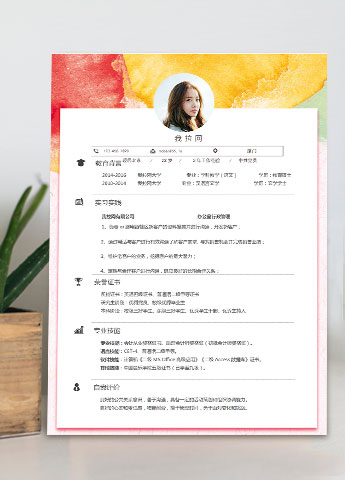 炫彩时尚风格电器客服简历模板