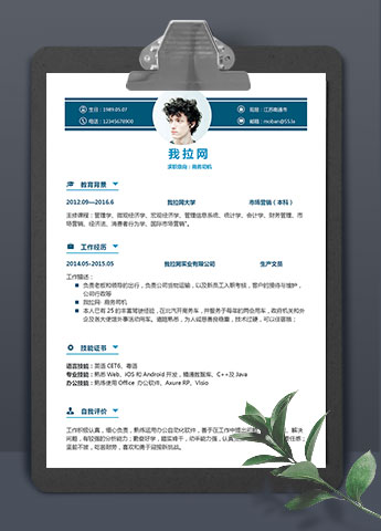 宝蓝色简约大气商务司机简历模板