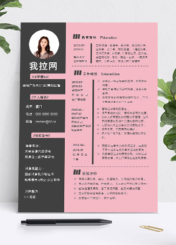 黑粉系创意房地产项目简历模板