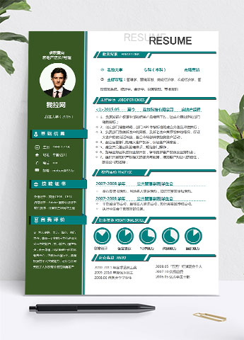 草绿色经典风格房地产店长简历模板
