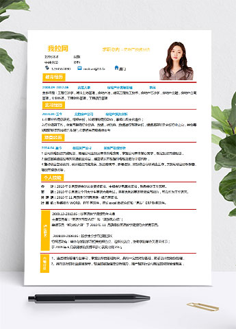 玉米黄时尚线条房地产投资分析简历模板