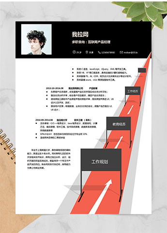 创意个性互联网产品经理求职简历word简历模板