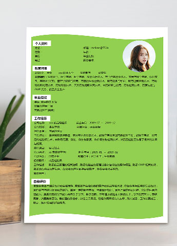 荧光绿个性风生物制药简历模板