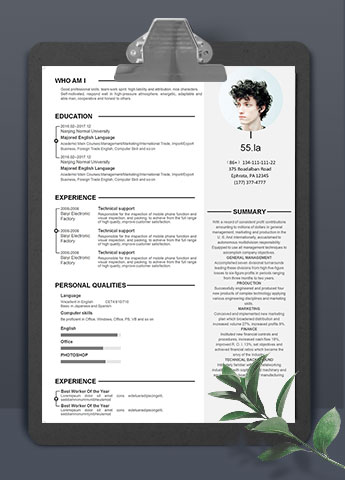 灰色简约通用英文简历