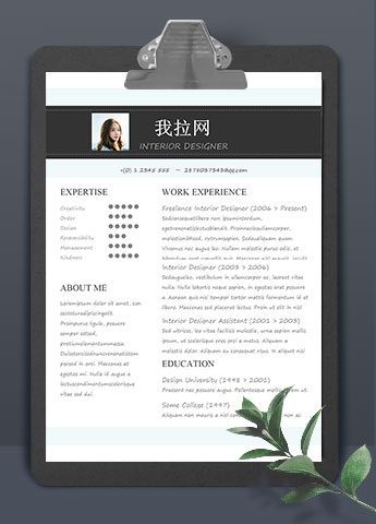 简约大气室内设计师英文简历