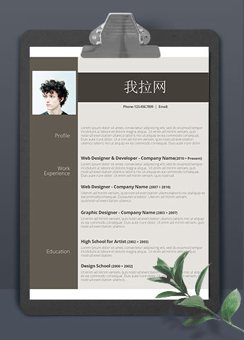 灰棕色简约设计师英文简历