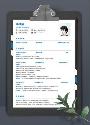 黑蓝白外框商务风格渠道销售个人简历模板