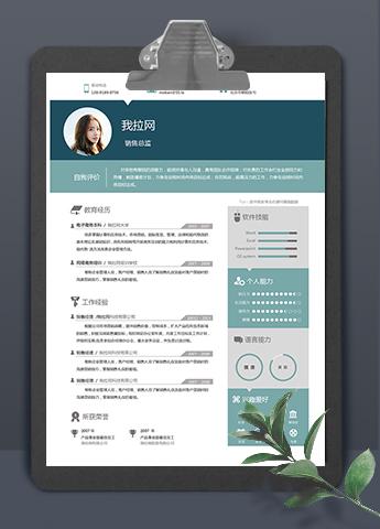 绿色创意简约时尚大气销售总监2年作经验简历模板