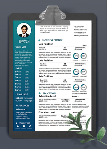 墨绿商务风格商务总监英文简历模板
