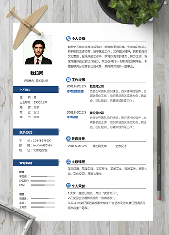 简约大气稳重设计师美术设计师简历