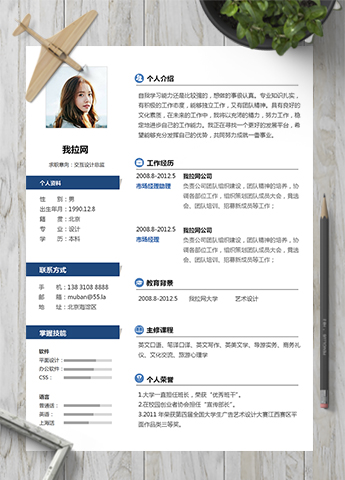 简约小清新风格交互设计总监简历