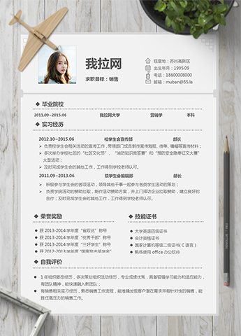 灰色文艺清新销售岗位通用简历