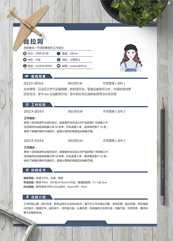 通用简约市场销售营销岗位简历模板