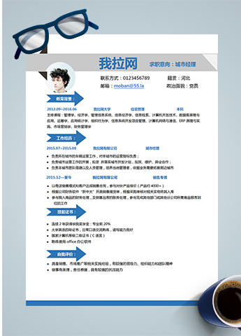 灰色简洁风城市经理word简历模板