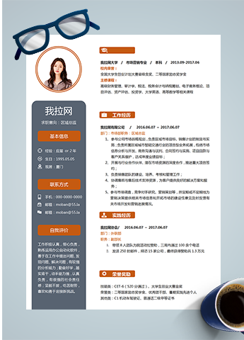 橙灰色大气区域总监word简历模板