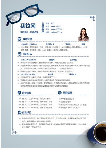 淡雅清新区域总监word简历模板