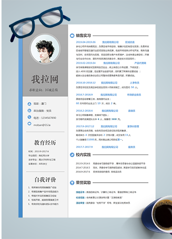 蓝色灰色区域总监word简历模板