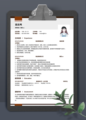 褐色系精美风销售vp个人简历模板