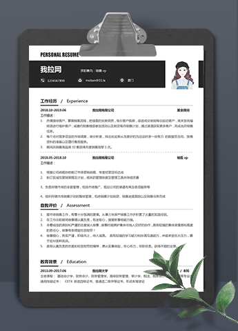 黑色系销售vp个人简历模板