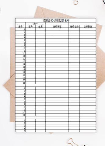 连锁1501班选修名单