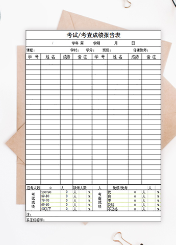 大学考试考查成绩报告表