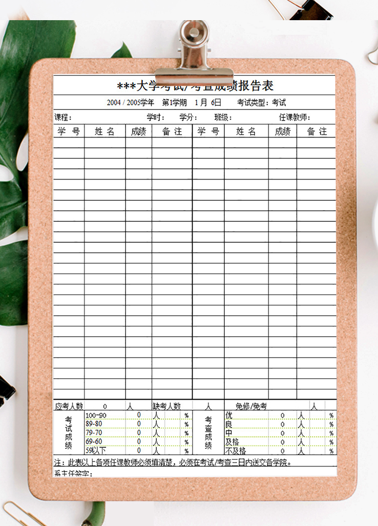 大学考试考查成绩报告表-1