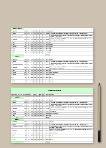 办公室室内装修预算报价表