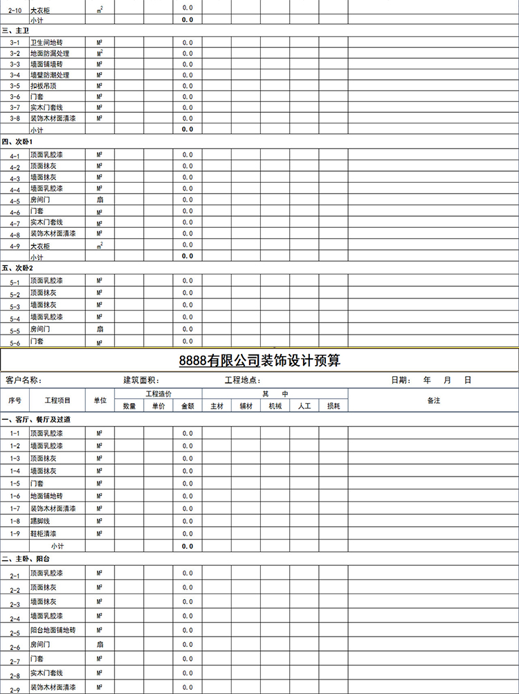 公司装饰设计预算-1