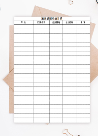 退货返还明细目录