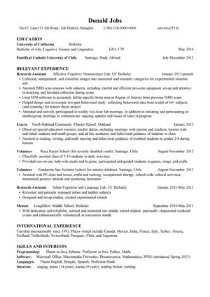 典型时间倒序英文简历模板（有海外交流经历）