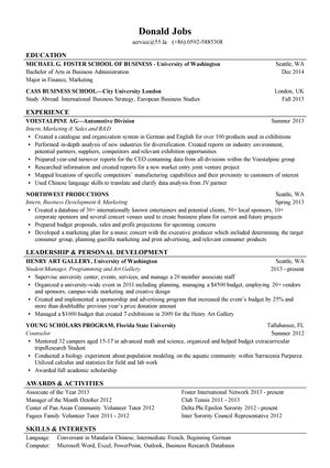 市场营销求职英文简历模板