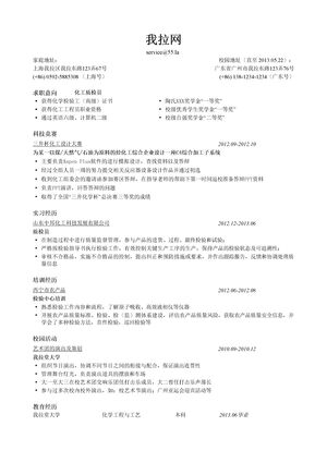 化工简历模板（突出竞赛经历）