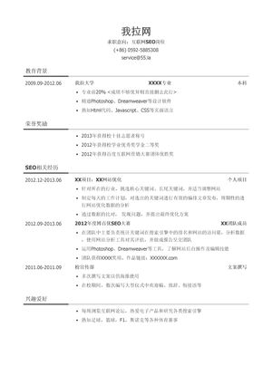 互联网SEO/互联网SEM简历模板（有荣誉奖励）