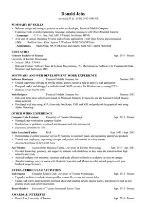 软件开发工程师英文简历模板