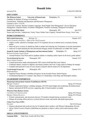 市场营销管理通用英文简历模板