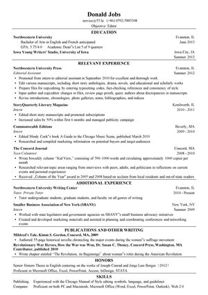 编辑个人英文简历模板